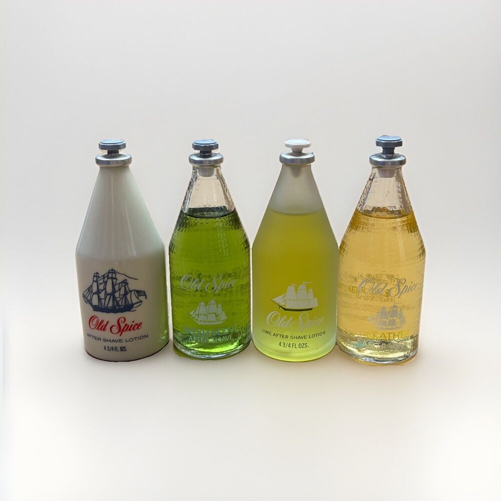 Set Of 4 Vintage Old Spice After Shave Classic Fresh Scent Lime Leather UNOPENED